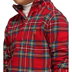 POLO RALPH LAUREN Toddler Little Boys Red Plaid Pullover Sweatshirt 3T